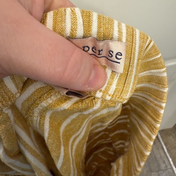 Per Se Mustard and White Striped linen Pants - Picture 5 of 5